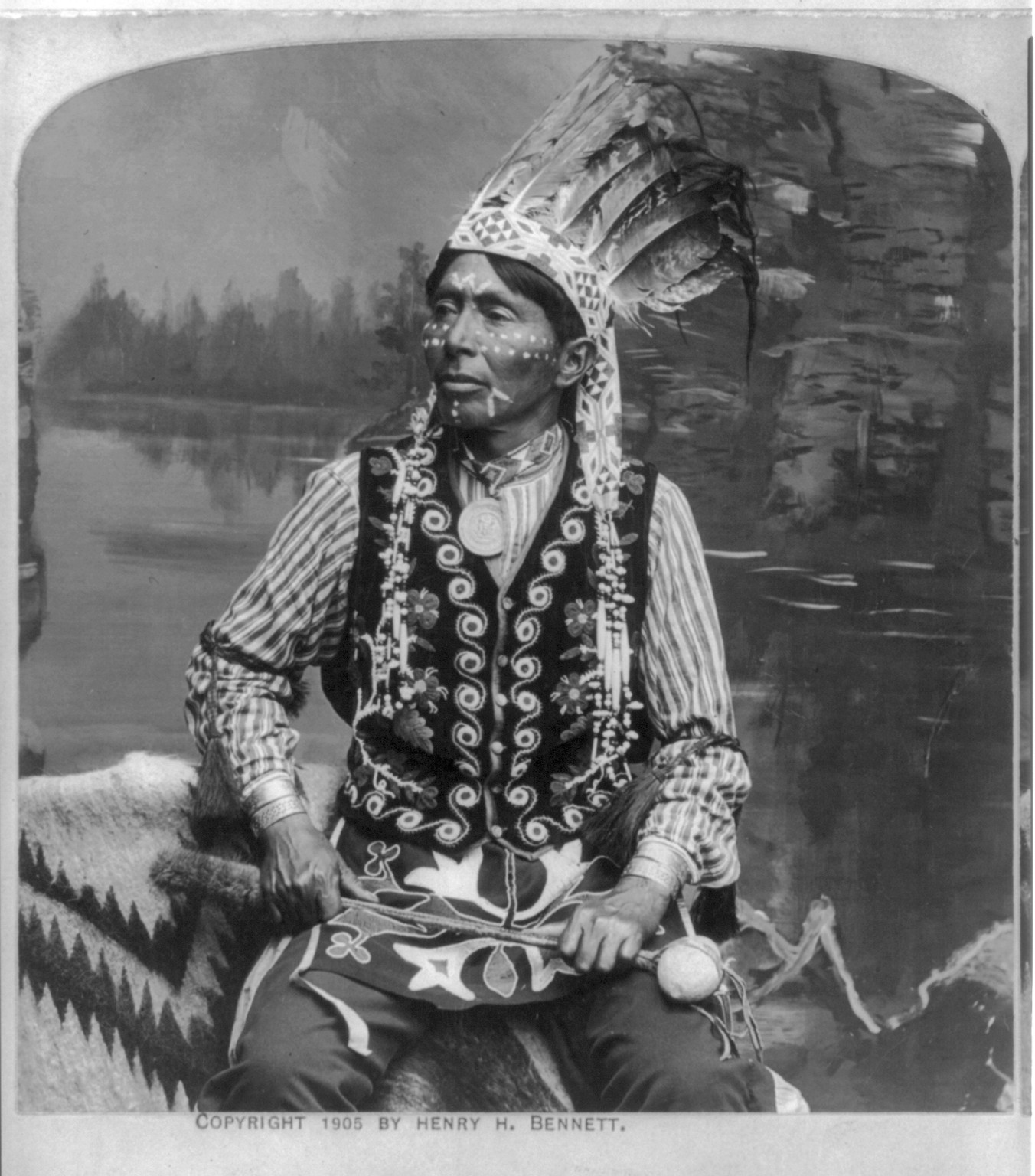Ha-zah-zoch-kah (Branching Horns), a Winnebago Indian, Kilbourn City, Wis. : H.H. Bennett, c1905. — historic photograph