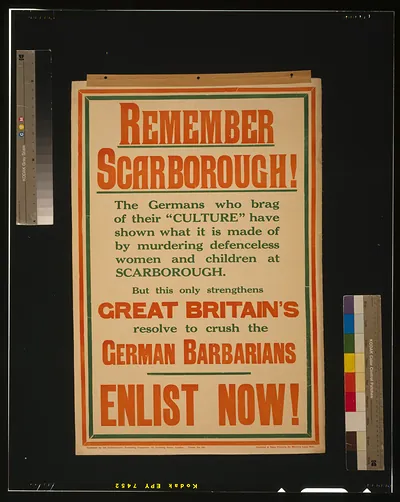 Remember Scarborough! [...] Enlist now! / Harrison & Sons, Printers, St. Martin's Lane, W.C.