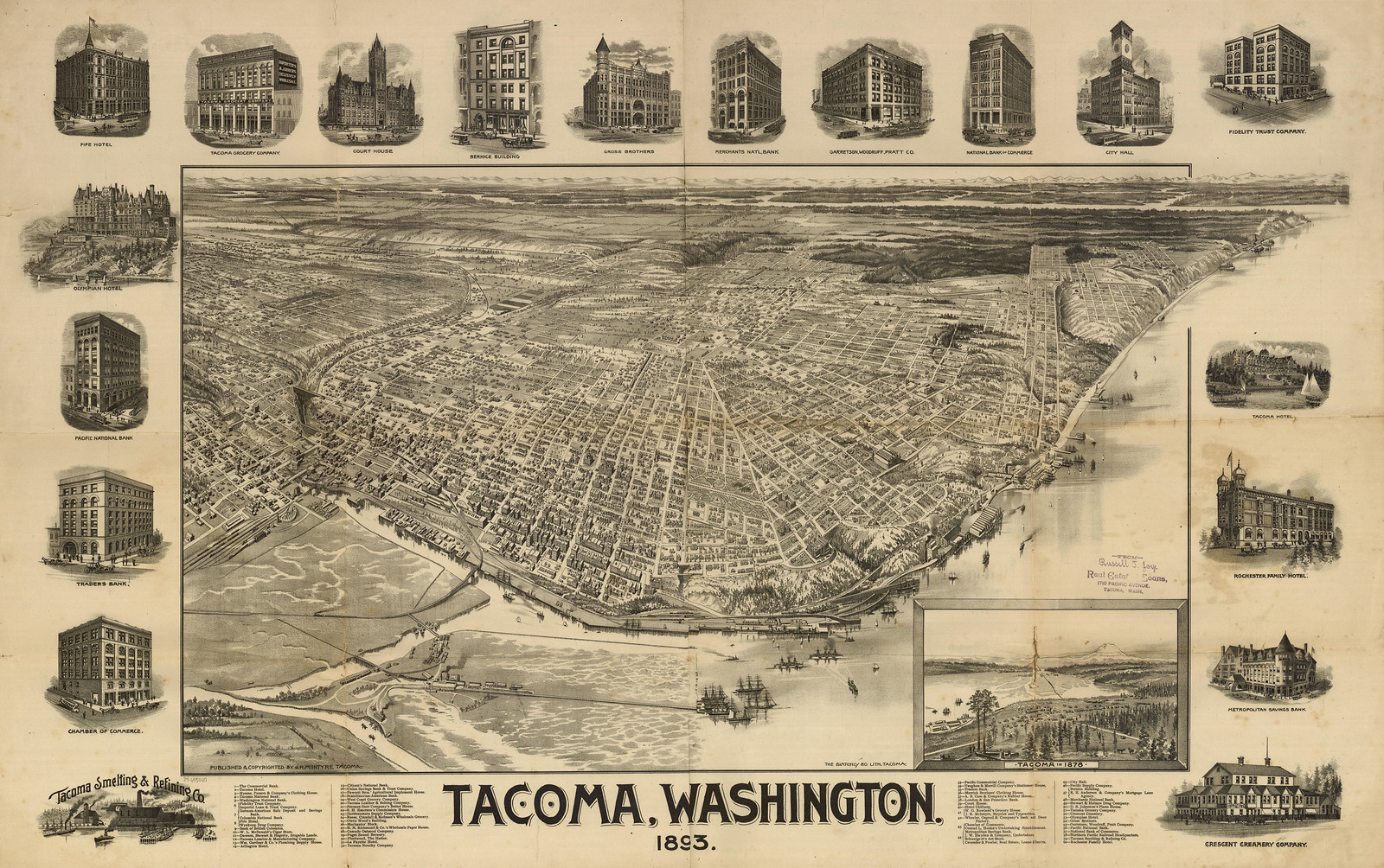 Tacoma, Washington, 1893, 1893 — antique map