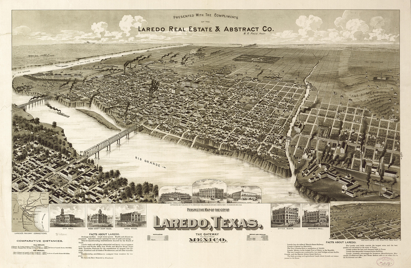 Laredo, Texas, 1892, 1892 — antique map