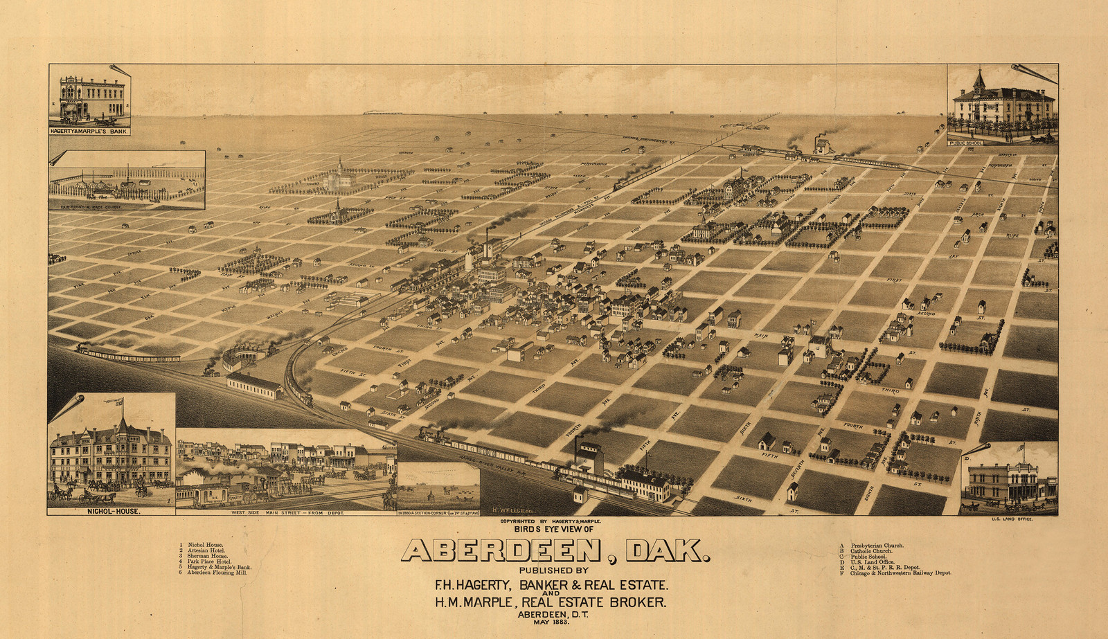 Aberdeen, Dakota Territory, 1883, 1883 — antique map