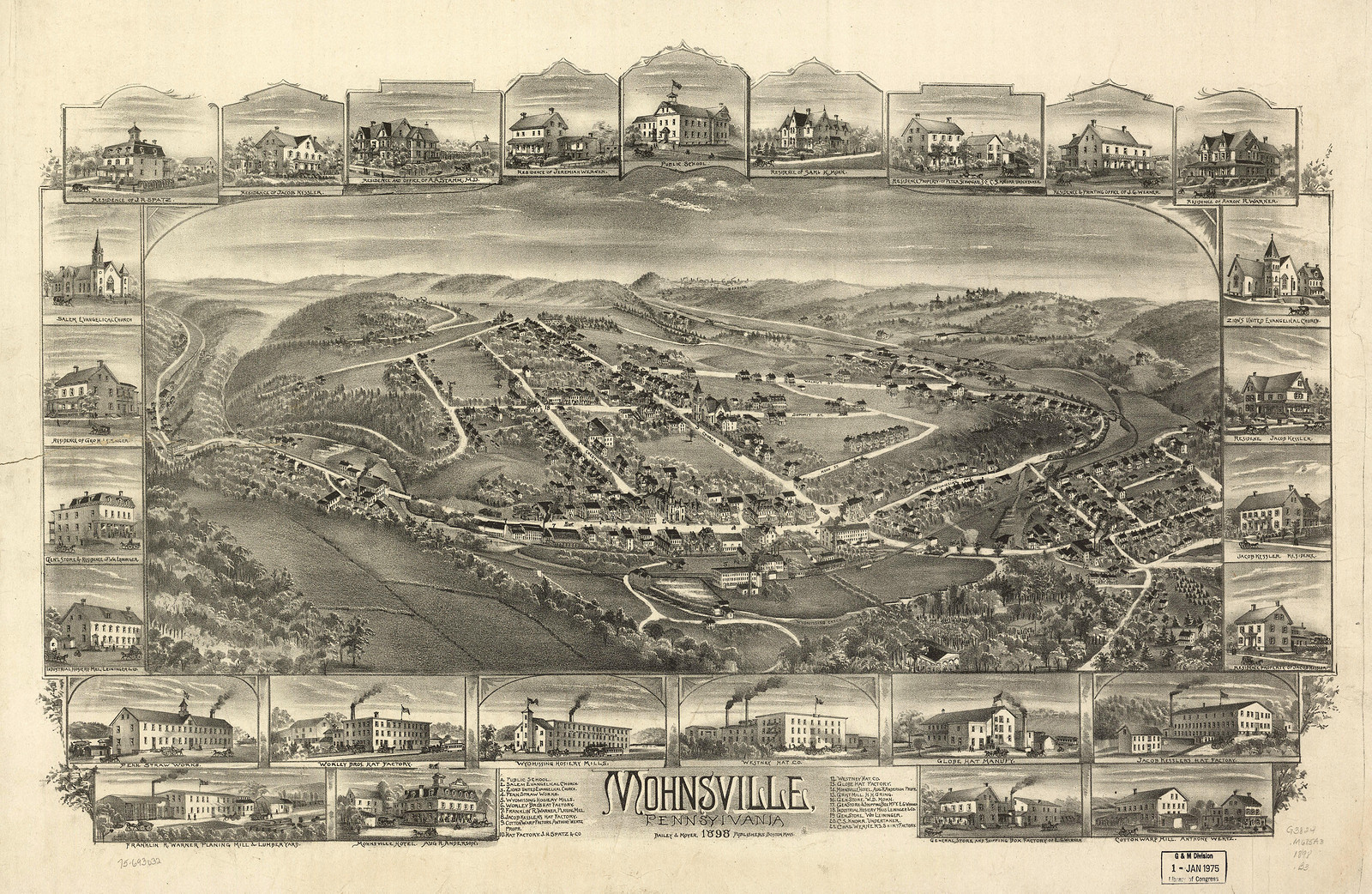 Mohnsville, Pennsylvania, 1898, 1898 — antique map