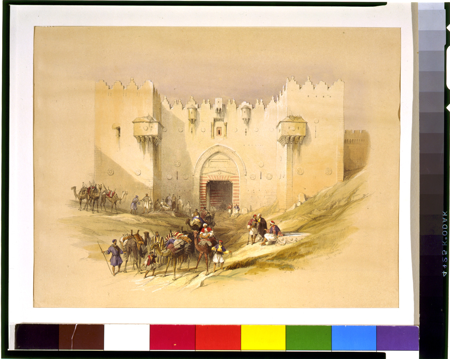 Gate of Damascus Jerusalem April 14th 1839, [published 1842] — antique lithograph