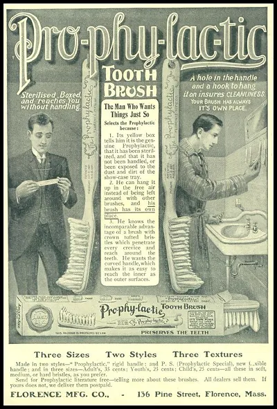 Prophylactic Tooth Brush advertisement from Florence Mfg. Co.