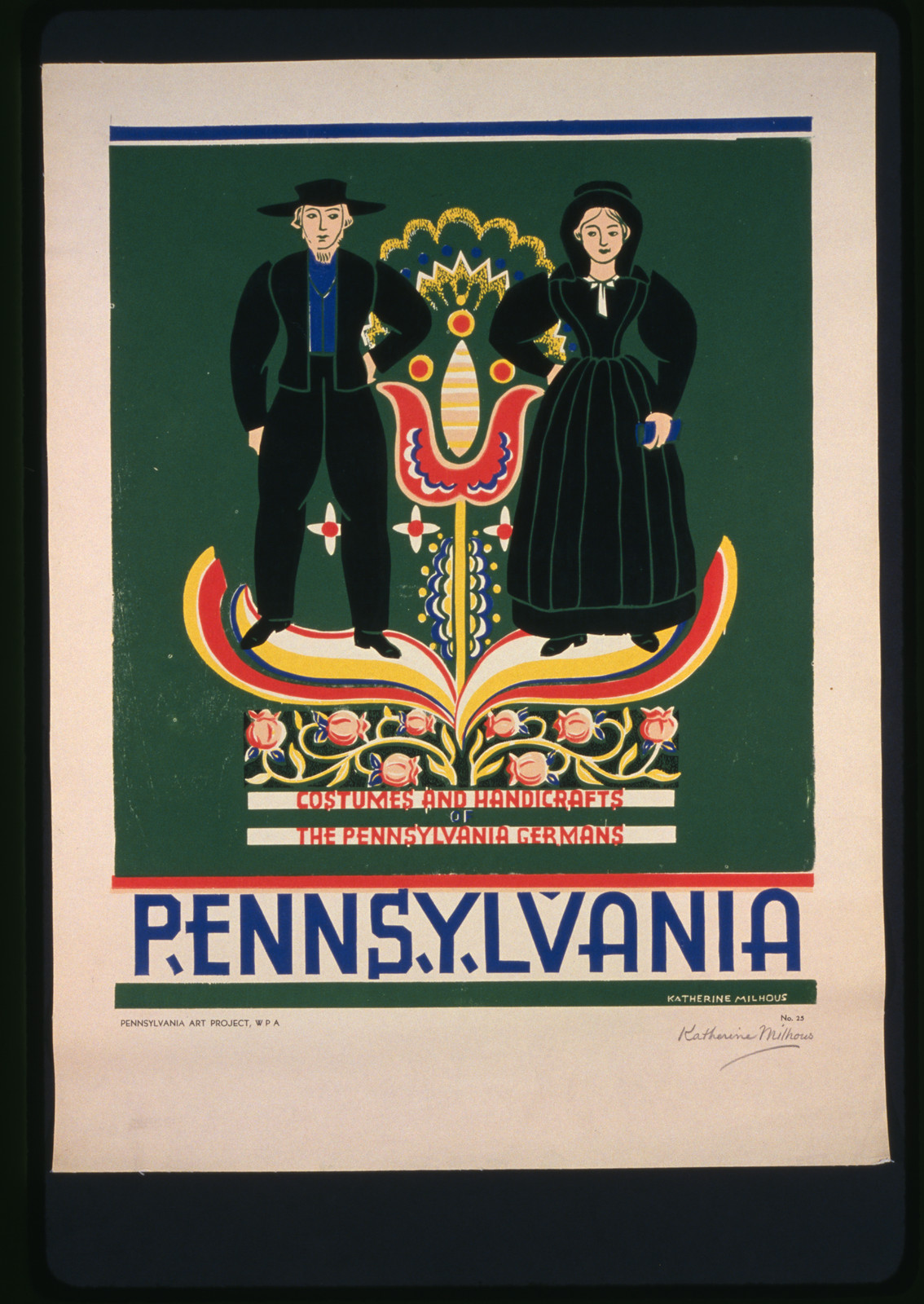 Pennsylvania Costumes and handicrafts the Pennsylvania Germans / Katherine Milhous., 1936 — vintage poster