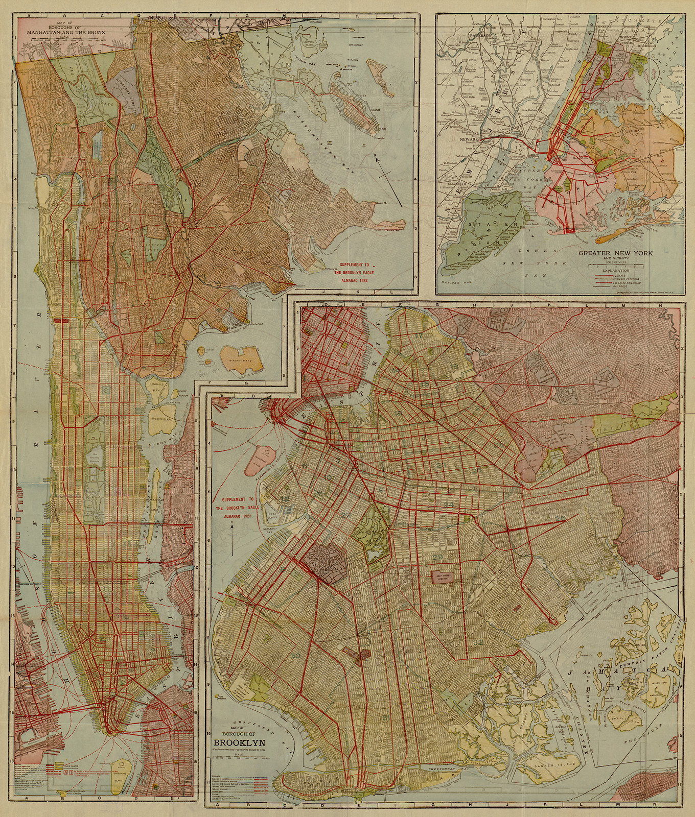 Queens Williams Map & Guide Co B, New York, 1922, 1922 — antique map