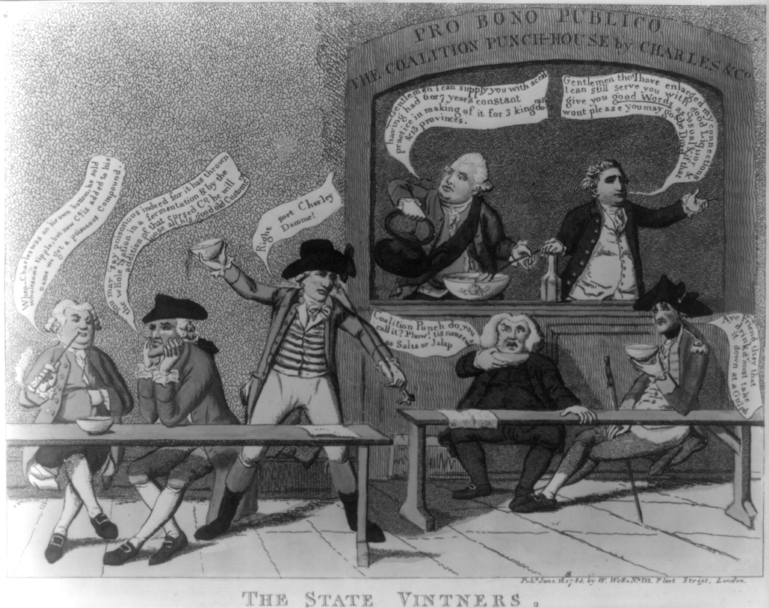 The state vintners, London : Pubd. June 18th, 1783 by W. Wells, No. 132 Fleet Street, London, 1783. — antique engraving