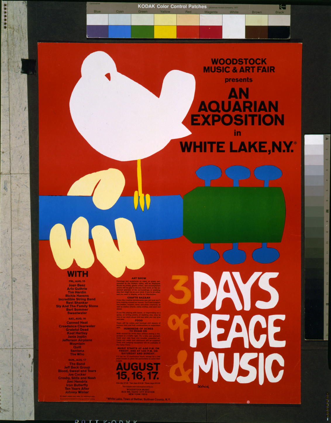 An aquarian exposition in White Lake, N.Y.--3 days of peace & music / Skolnick., [New York] : Woodstock Music and Art Fair, [1969]. — vintage poster