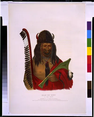 Kish-Ke-Kosh, a Fox brave / A.H.; drawn, printed & coloured at I.T. Bowens Lithographic Establishment.