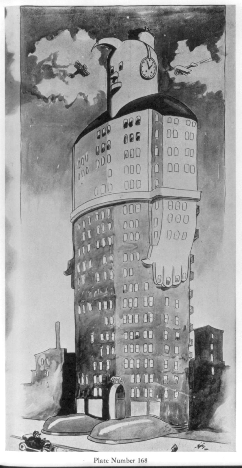 [Entry in the Chicago Tribune Tower Competition: cartoon by Frank King (pl. 168)] — historic image