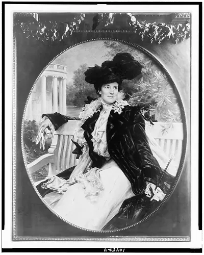 [Edith Kermit Carow Roosevelt, three-quarter length portrait, seated on bench, facing right] / Chartran, Washington.