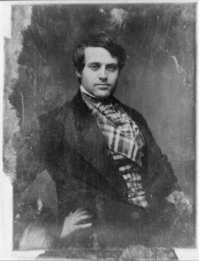 [James Brown, half-length portrait, three-quarters to the right, eyes front, one hand on hip, wearing plaid waistcoat]