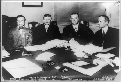National Baseball Commission, Jan. 1909--Left to right: Harry Pulliam, Aug. Herrmann, Ban Johnson, J.E. Bruce, Secy.