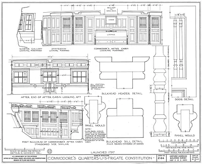 Commodore's Quarters, U.S. Frigate Constitution, architectural drawing