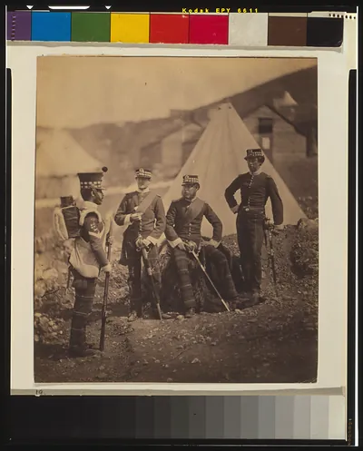Group of the 71st Regiment with colour sergeant