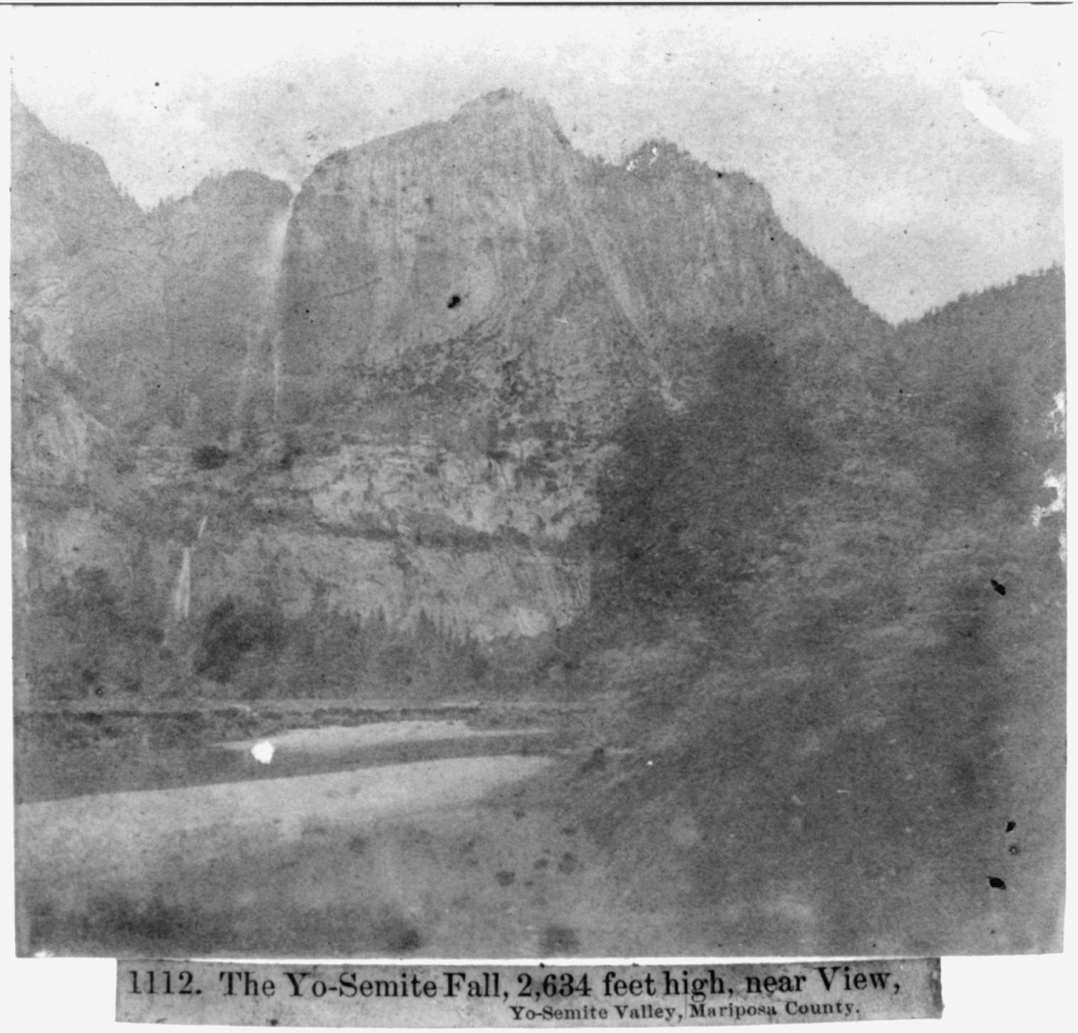 The Yosemite Fall, 2,634 feet high, near view, Yosemite Valley, Mariposa County, [published 1866] — historic photograph