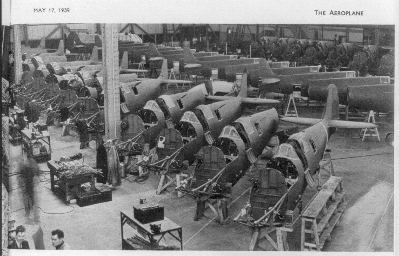 [Supermarine Spitfire fusilages under construction in the Vickers Aircraft Plant, England], 1939 May 17. — historic print