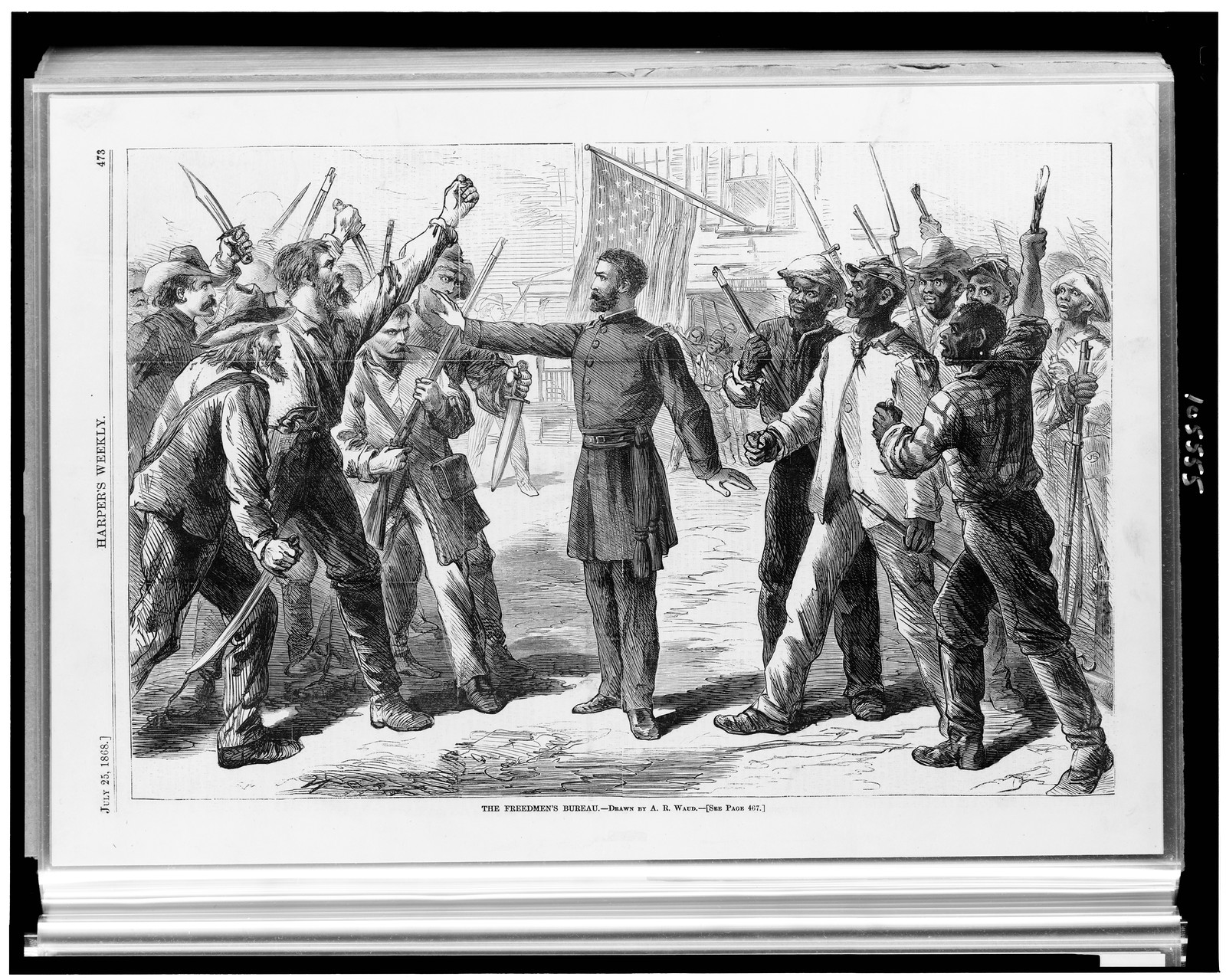 The Freedmen's Bureau / Drawn by A.R. Waud., 1868 — antique engraving
