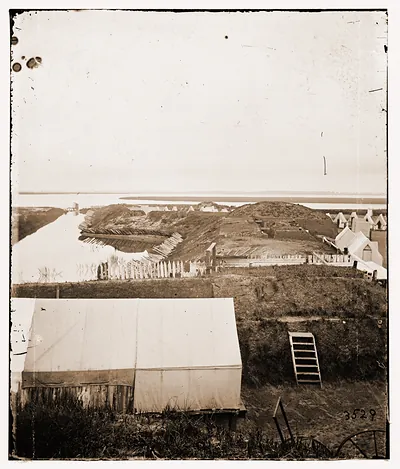 Charleston South Carolina (vicinity). View from south parapet of Fort Wagner on Mor