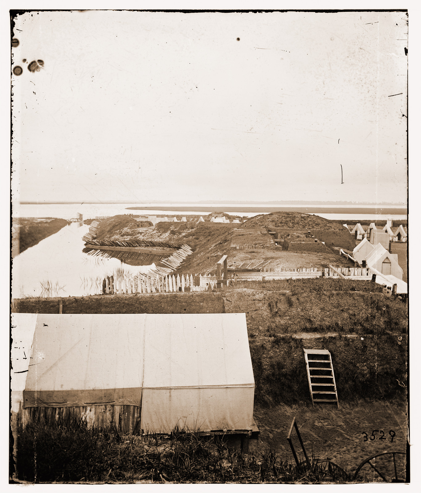 Charleston South Carolina (vicinity). View from south parapet of Fort Wagner on Mor, 1865 — historic photograph