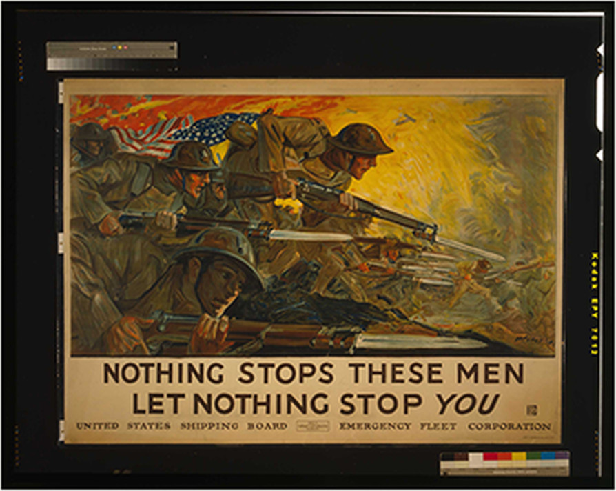 Nothing stops these men let nothing stop you / H. Giles 18 John H. Eggers Co. Inc. New York., 1918 — vintage poster