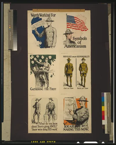 WWI Army recruitment poster with multiple panels