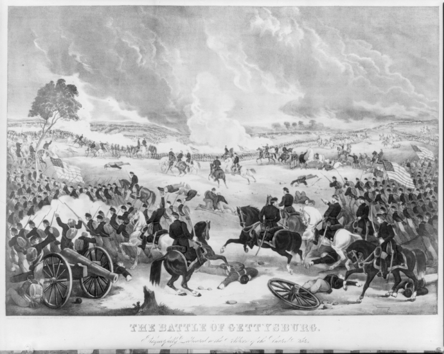 The battle of Gettysburg, N.Y. : Published by Thomas Kelly, 264 Third Avenue, between 22nd & 23rd St., c1867 (N.Y. : Printed by Wm. C. Robertson, 59 Cedar St.) — antique lithograph
