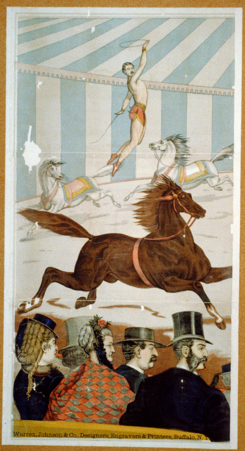 [Acrobats on horseback], Buffalo : Warren, Johnson & Co., 1870. — vintage poster