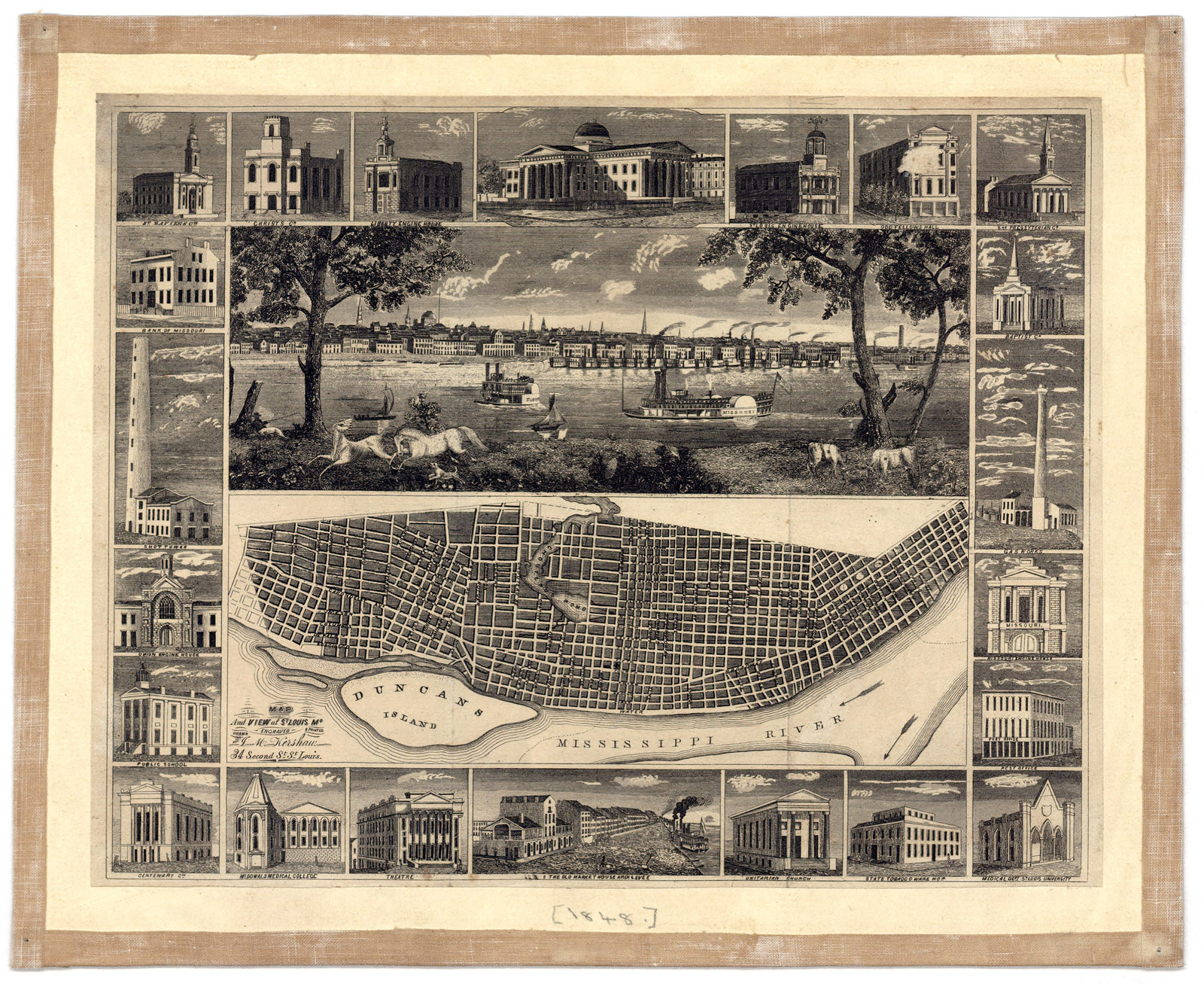St. Louis, Missouri, 1848, 1848 — antique map