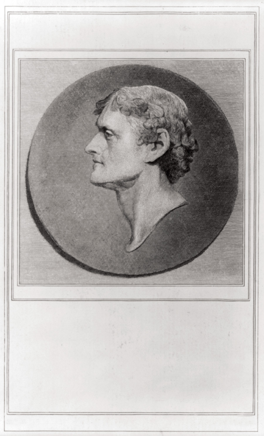 Thomas Jefferson, Head, Left Profile, Classical Greek Style, c. 1911 — antique engraving