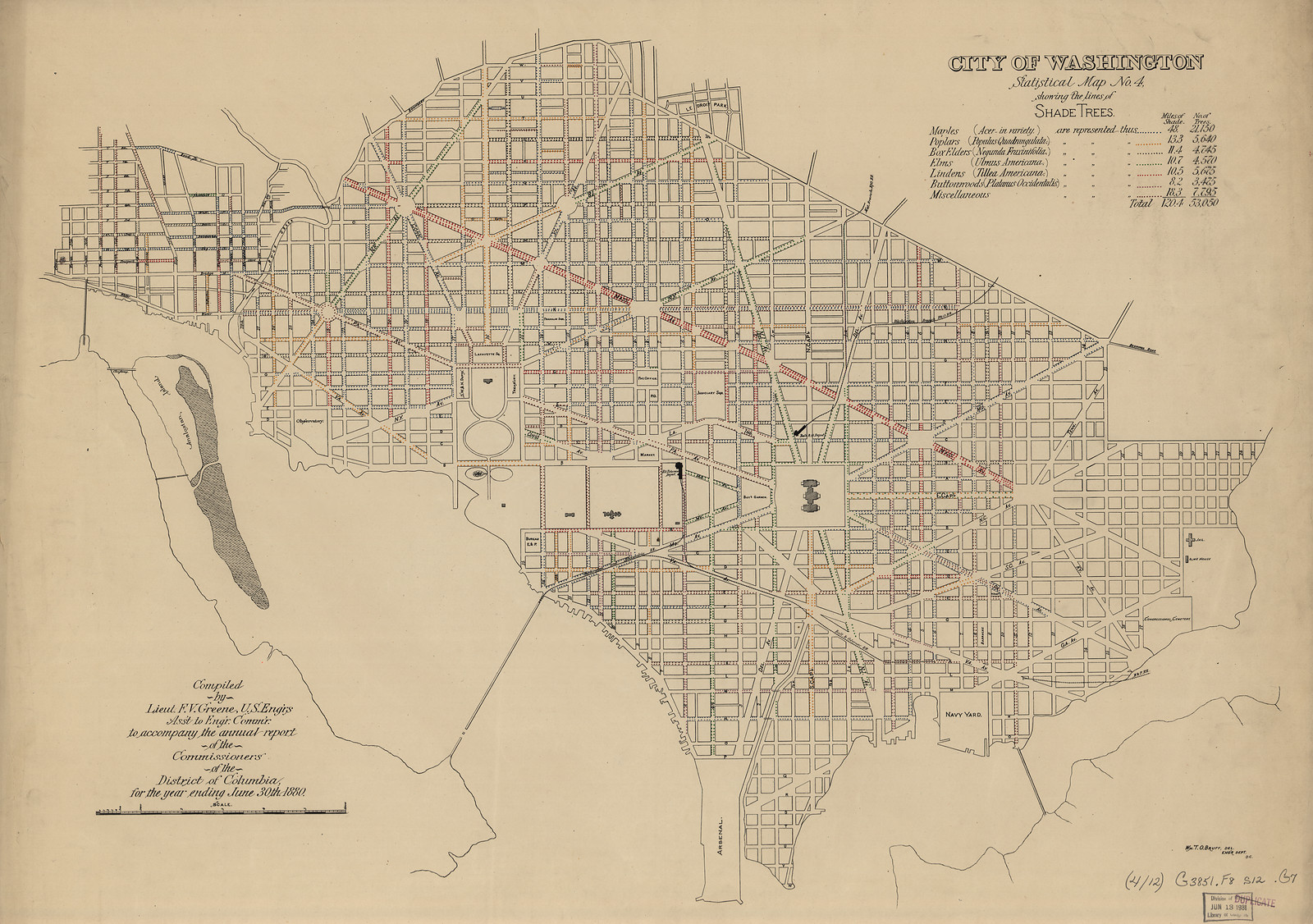 City of Washington Statistical Map No. 4, Showing Lines of Shade Trees — antique map