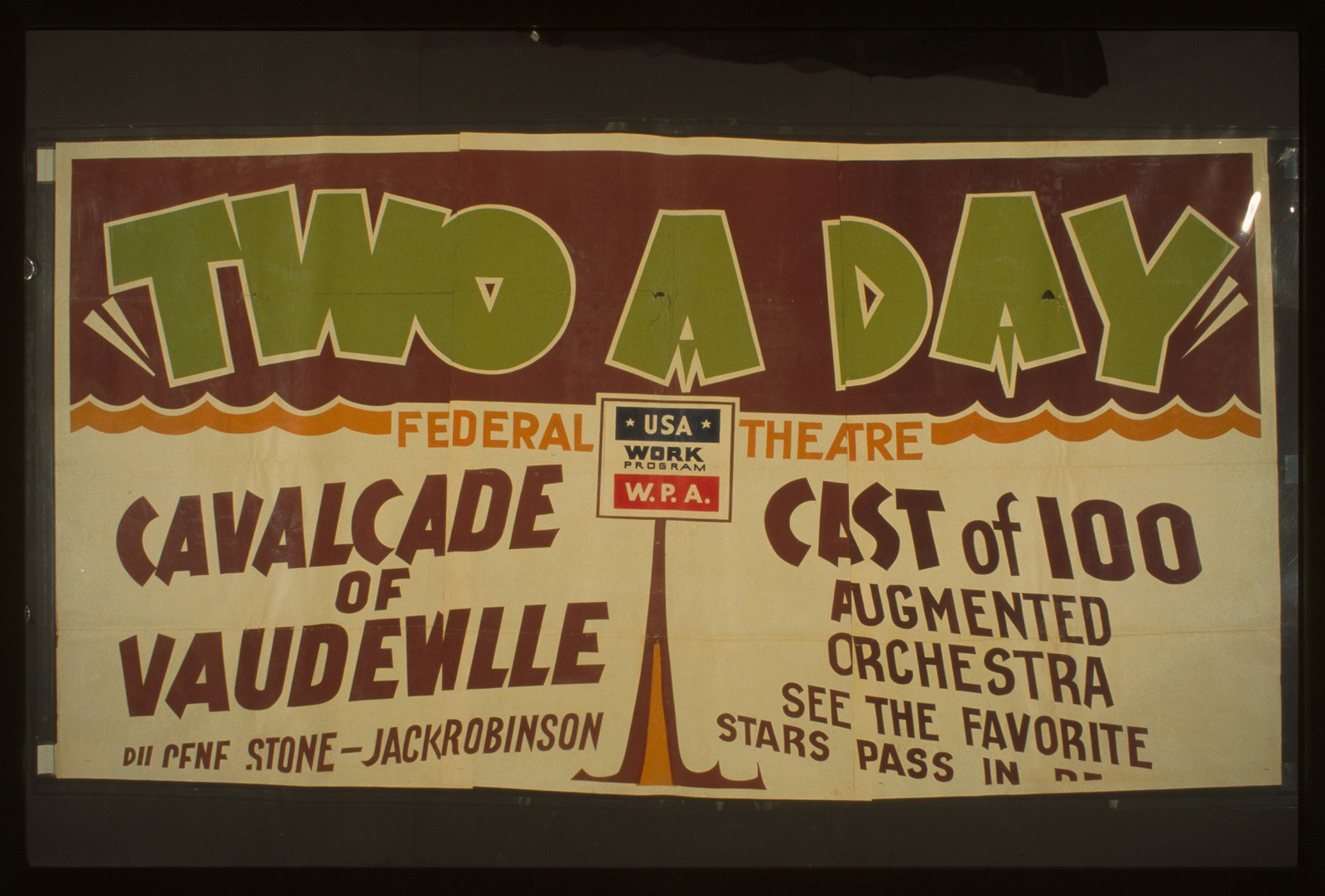 Two a day A cavalcade of vaudeville by Gene Stone and Jack Robinson (S) Augmented orche, 1938 — vintage poster