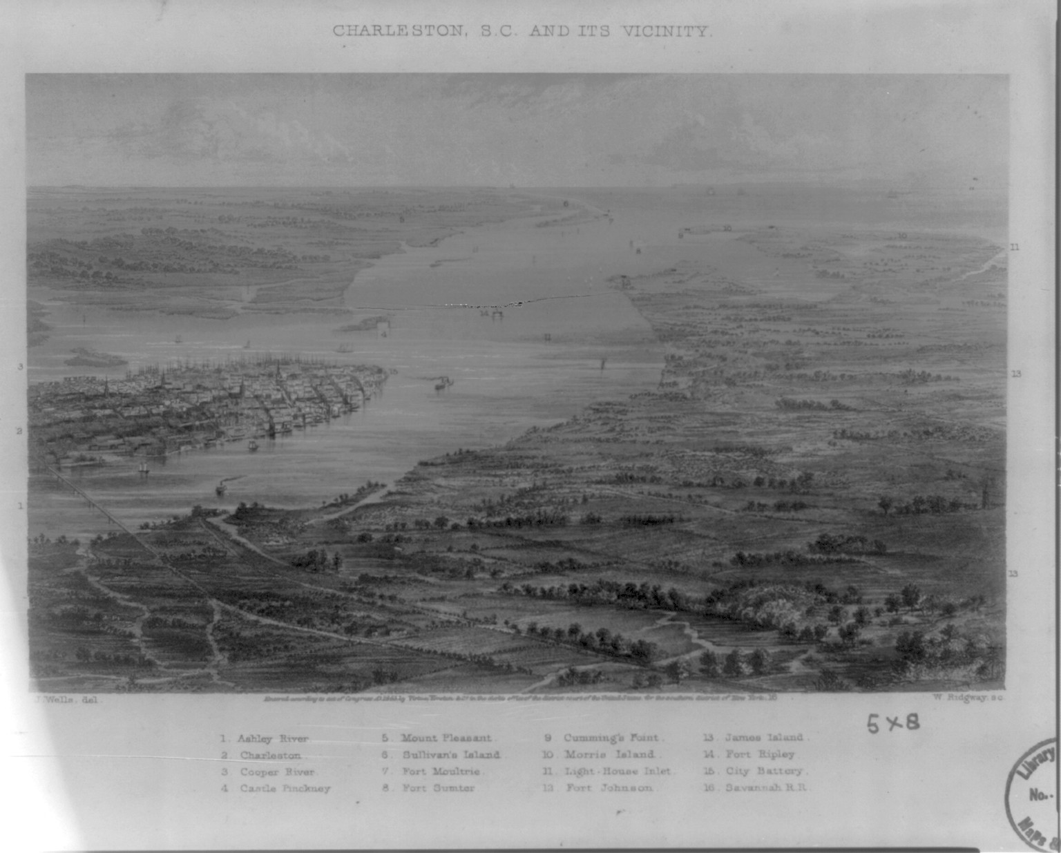 Charleston, S.C. and Its Vicinity — antique engraving