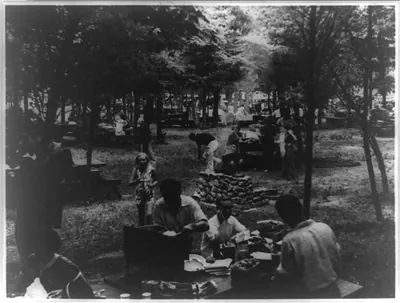 Picnic area in Wildwood State Park, 1936. Long Island, New York