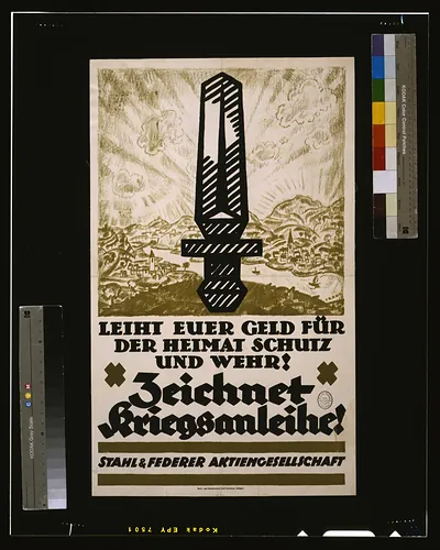 Leiht euer Geld fuumlr der Heimat Schutz und Wehr! Zeichnet Kriegsanleihe! / Frank.