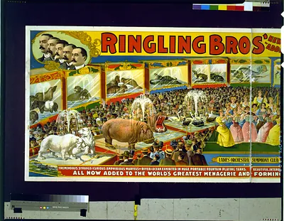 Ringling Bros' ... aviary and aquarium ... largest zoological exhibit on earth