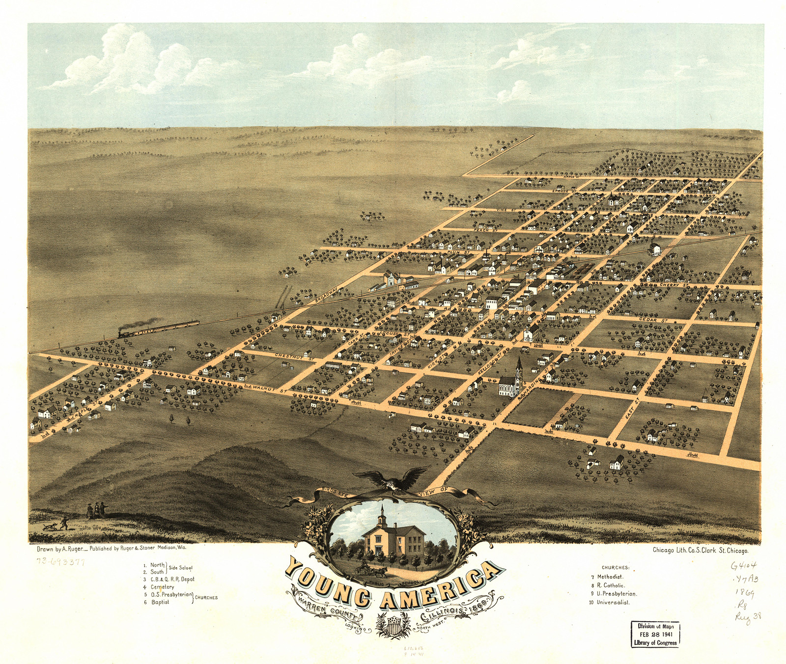 Young America, Illinois, 1869, 1869 — antique map