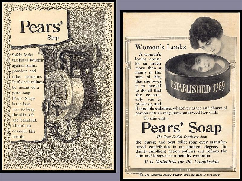 Pears' Soap advertisements with a woman's portrait — historic image