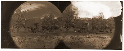 Appomattox Court House Virginia. View of Court House and soldiers