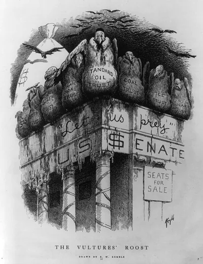 [Anti-trust cartoons showing sale of U.S. Senate seates]: The Vultures' Roost