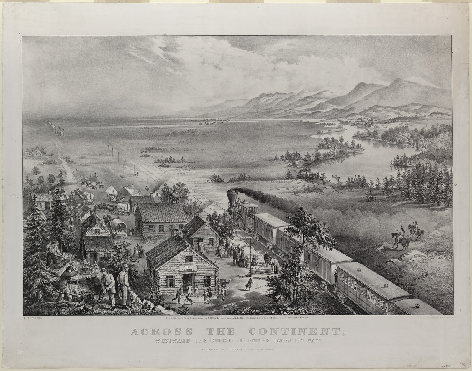 Across the continent, "Westward the Course of Empire Takes Its Way" / J.M. Ives, del. ; drawn by F.F. Palmer., New York : Published by Currier & Ives, c1868. — historic image