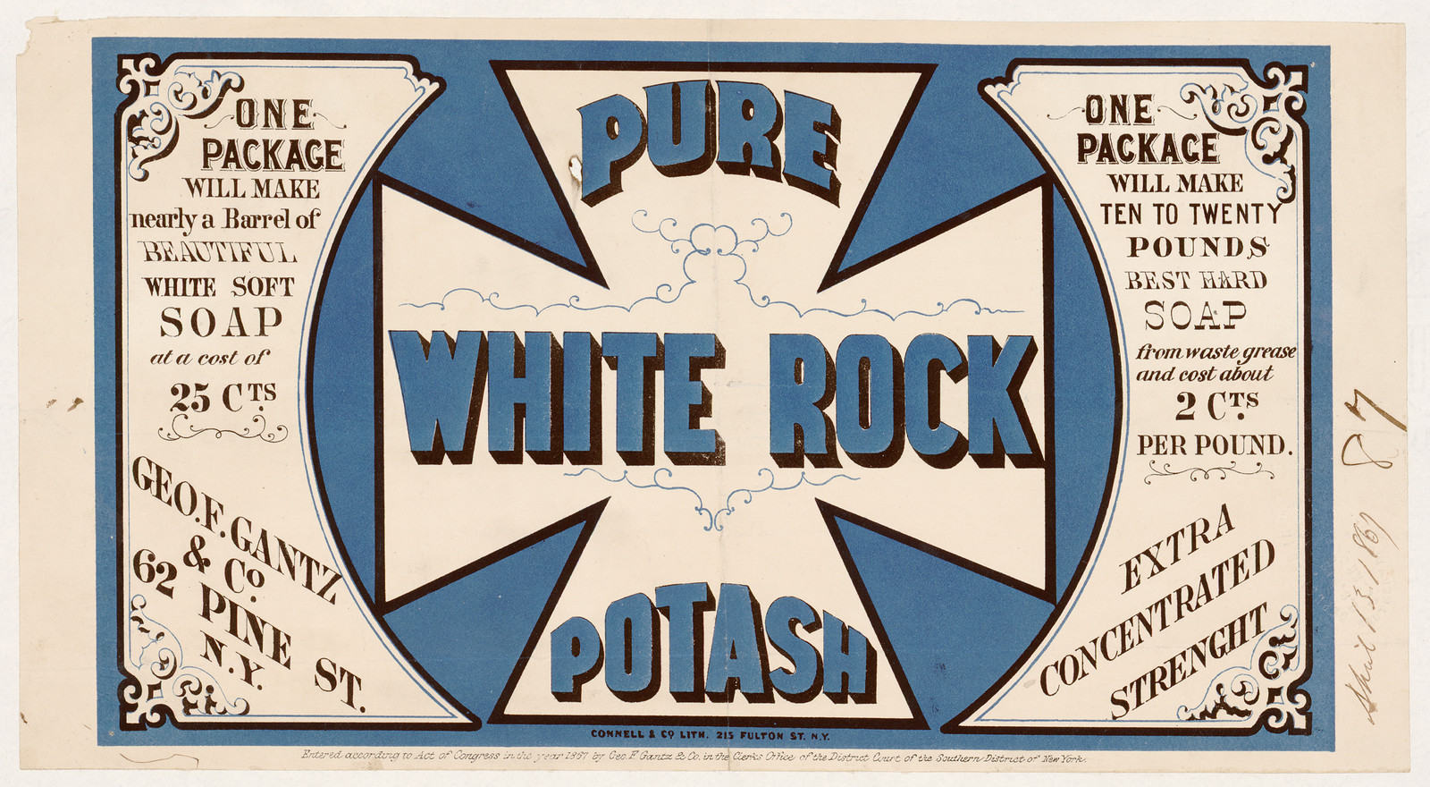 Pure White Rock Potash soap label — historic image