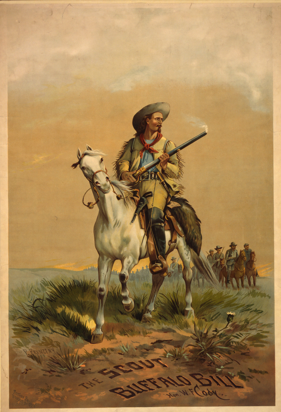 The scout Buffalo Bill. Hon. W.F. Cody / P. Frenzeny ; Forbes Co., Boston & N.Y., [between 1872 and 1890(?)] — antique lithograph
