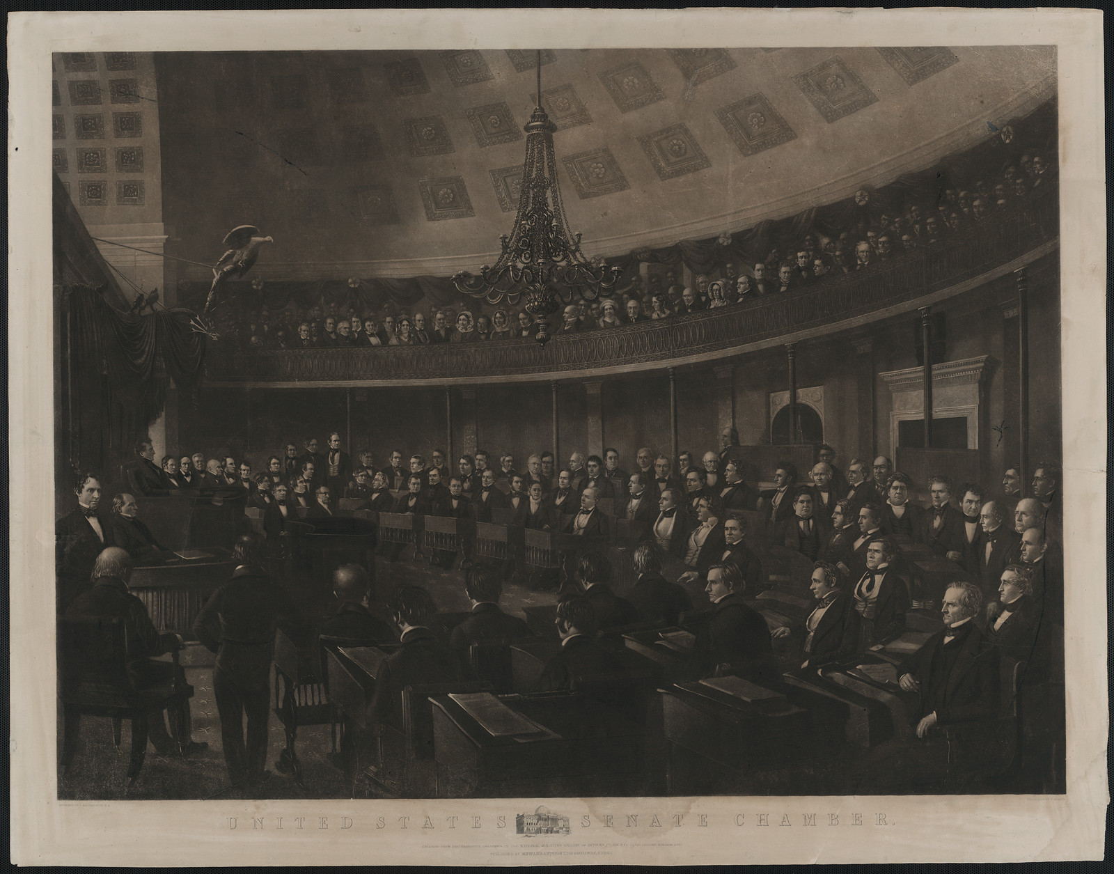 United States Senate chamber / designed by J. Whitehorne ; engraved by T. Doney., New York : Edward Anthony, 184[9] — historic print