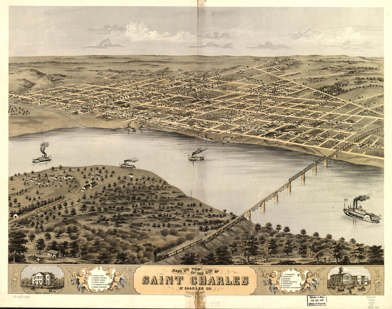 Saint Charles, Missouri, 1869, 1869 — antique map