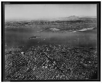 Aeroplane view of San Francisco, Oakland and Berkeley showing Mt. Diablo