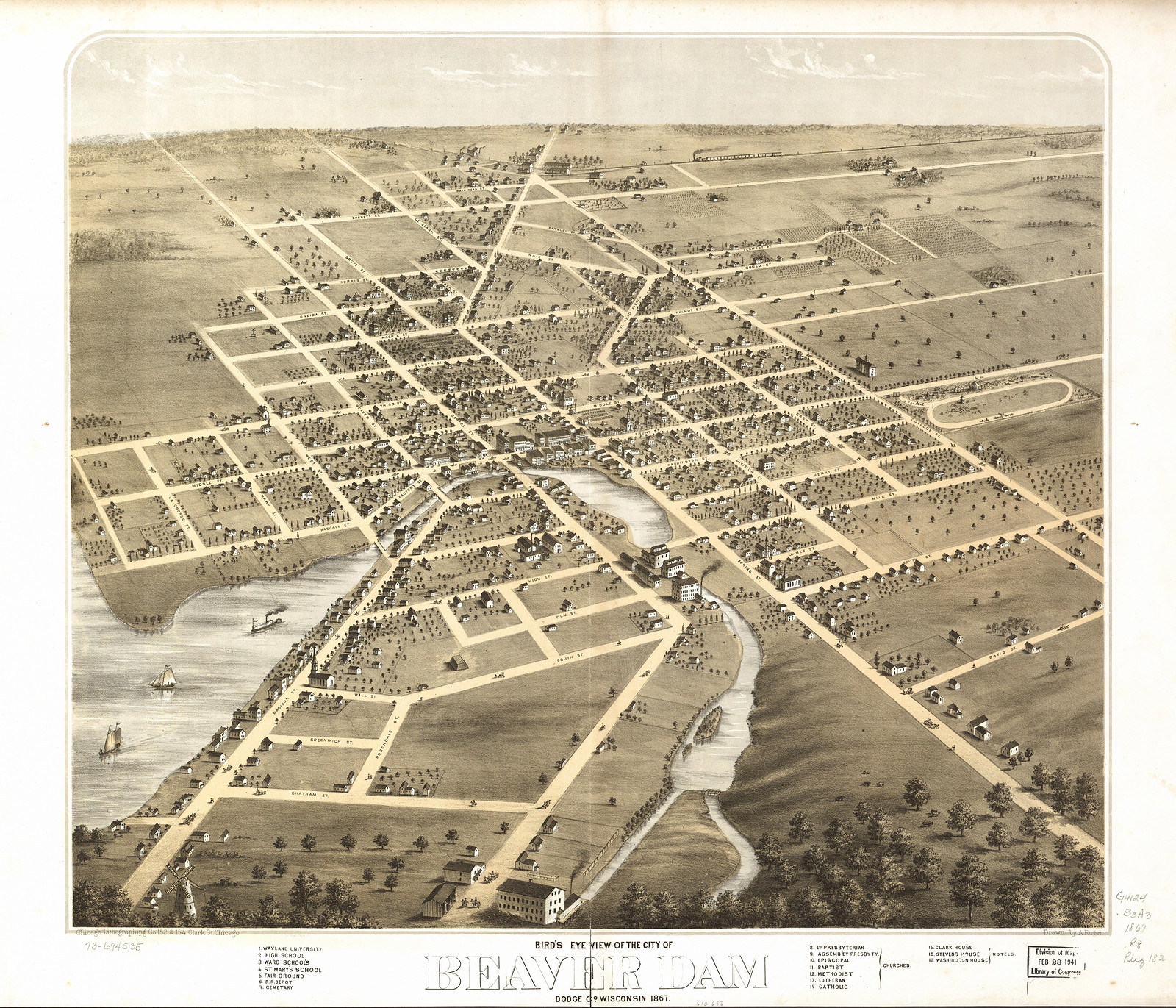 Beaver Dam, Wisconsin, 1867, 1867 — antique map