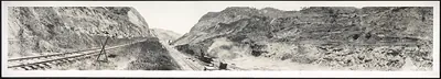 Panoramic view of railway through Culebra Cut, Panama