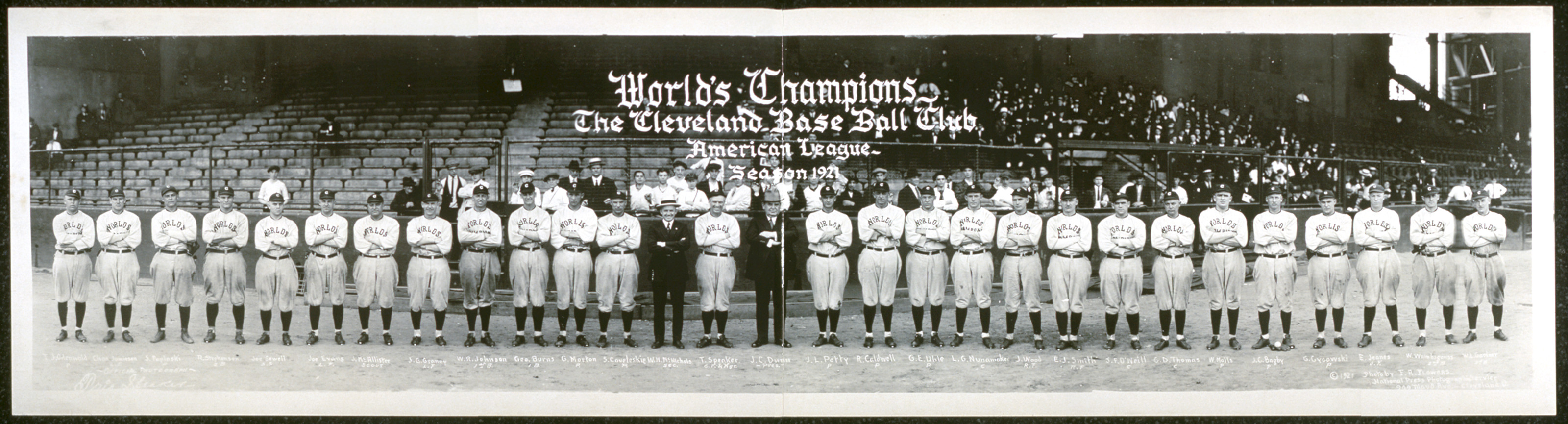 Worlds Champions: The Cleveland Base Ball Club, American League, 1921 — historic image