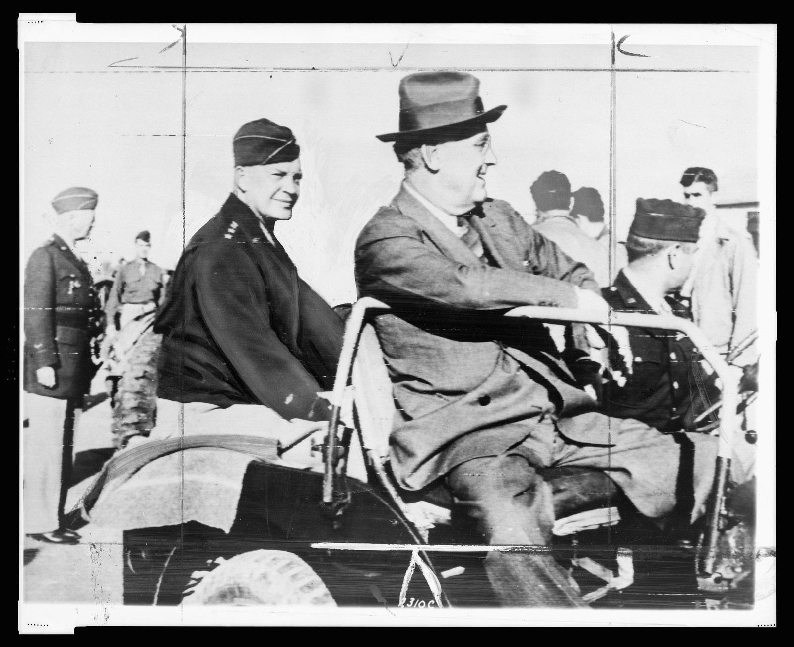 Roosevelt with Eisenhower in Sicily — historic photograph